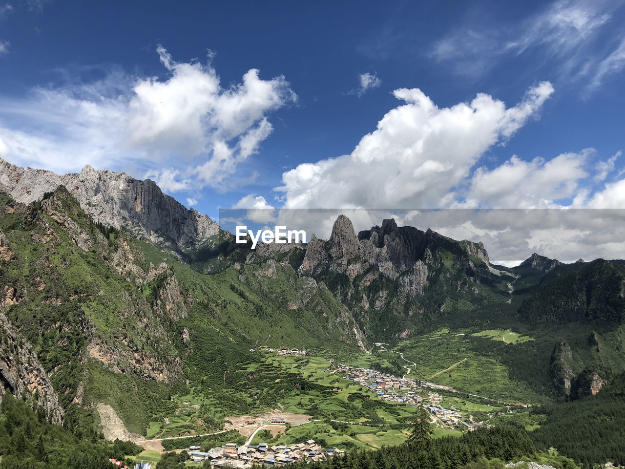Scenic view of mountains against sky