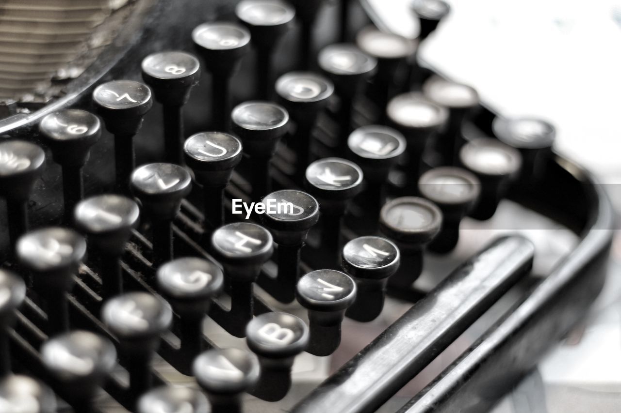High angle view of typewriter on table