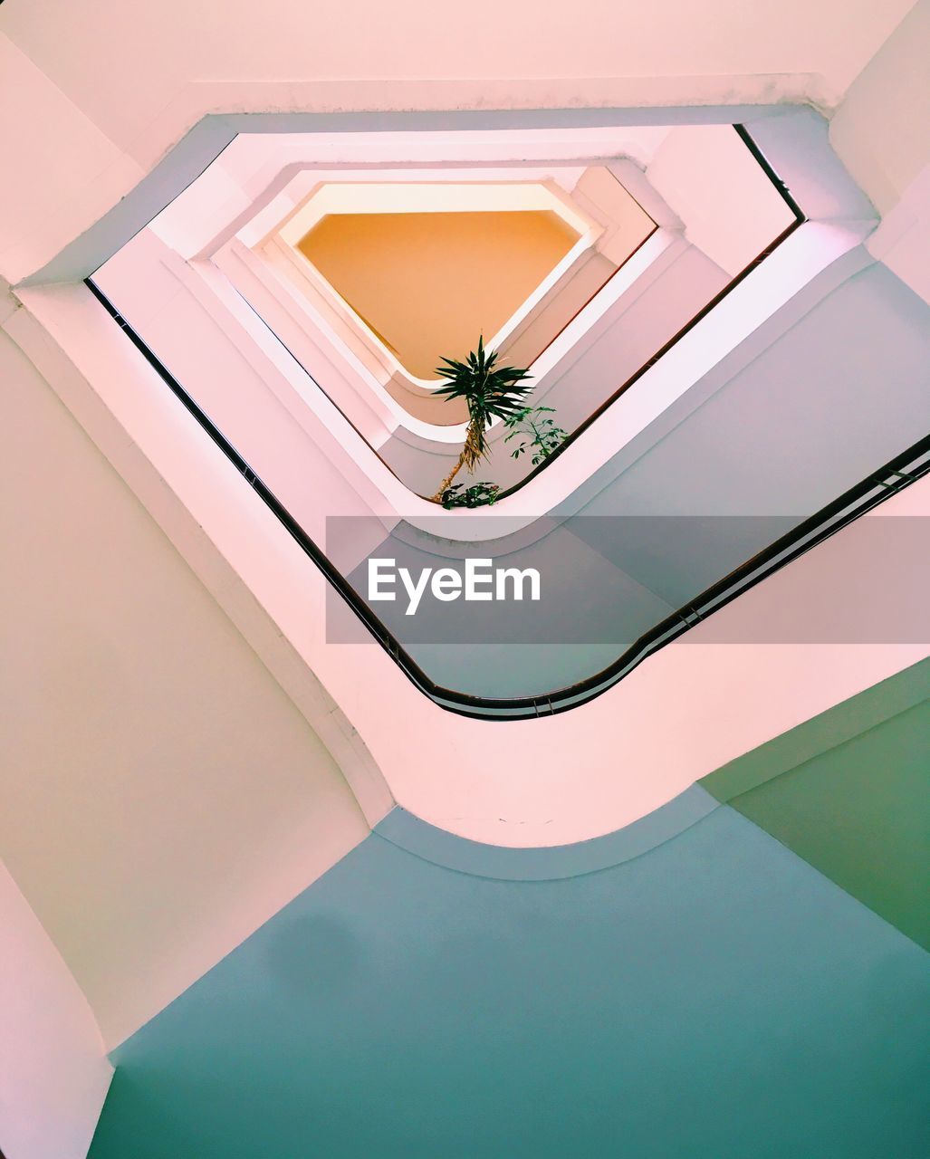 Low angle view of spiral staircase in building