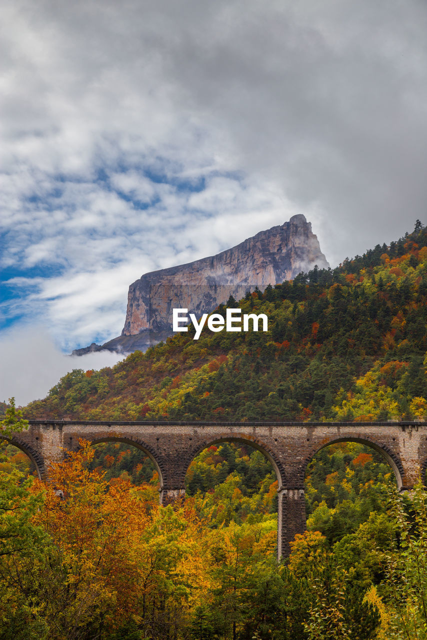 Scenic view of mountain against cloudy sky