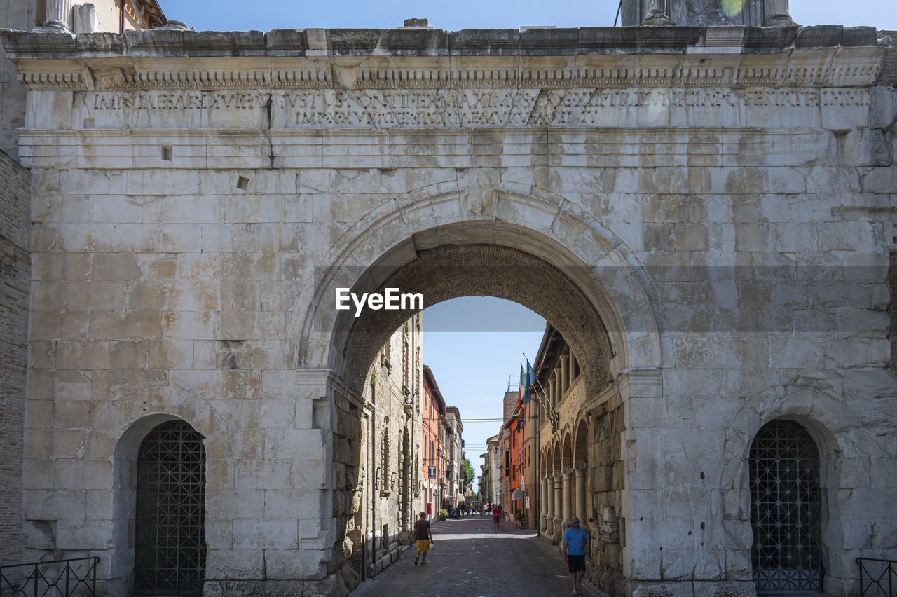 The beautiful and famous arch of augusto di fano