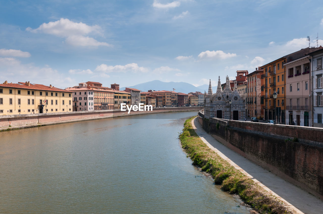 Pisa cityscape with arno river