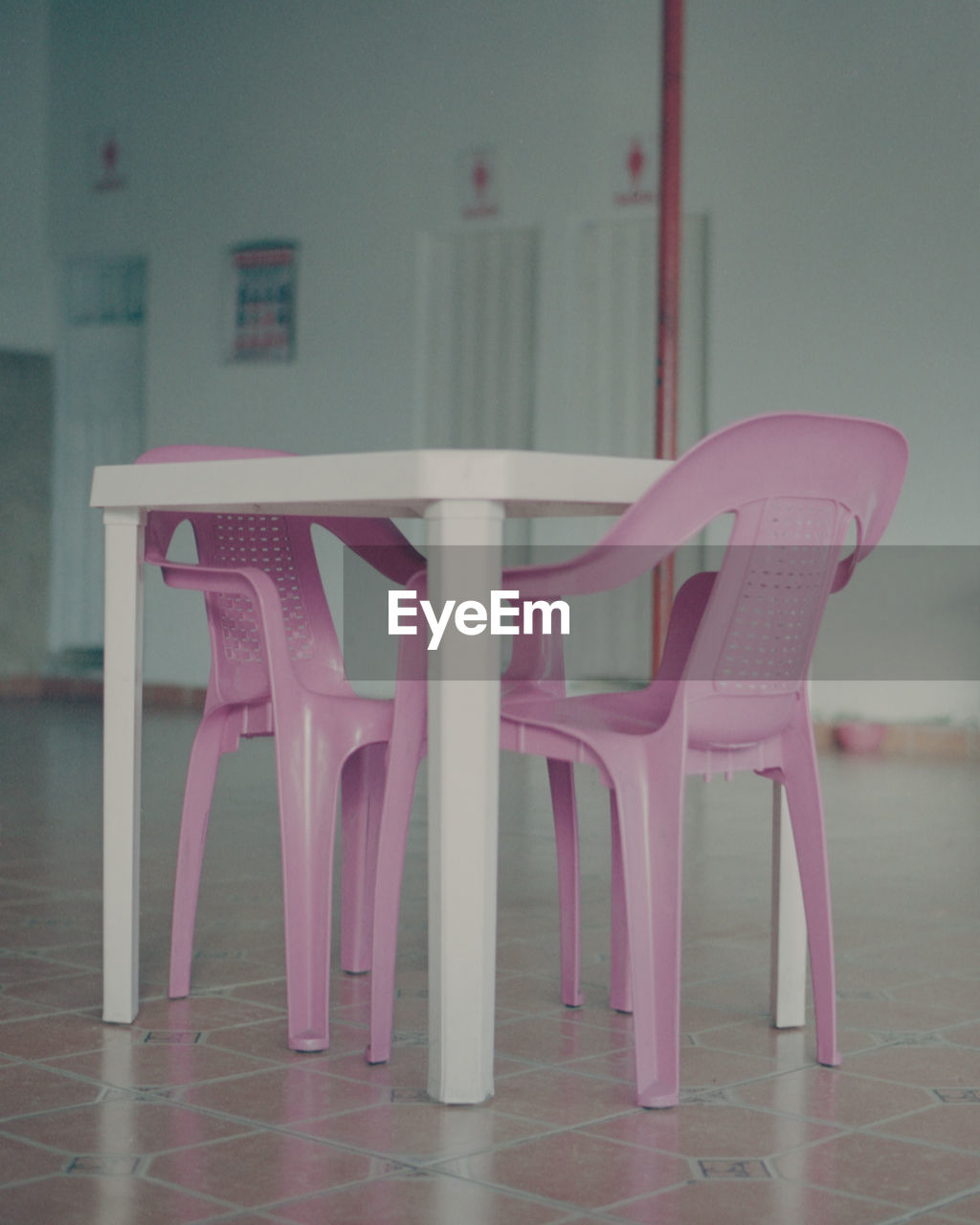 Empty chairs and table at home