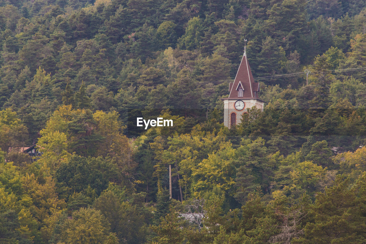 VIEW OF CHURCH WITH TREES IN FOREGROUND