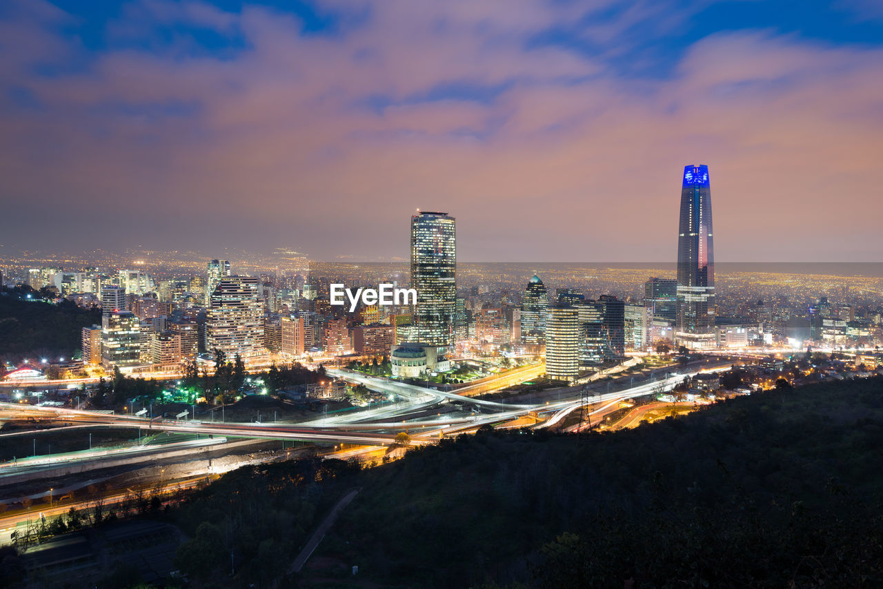Skyline of santiago de chile with modern office buildings at financial district.