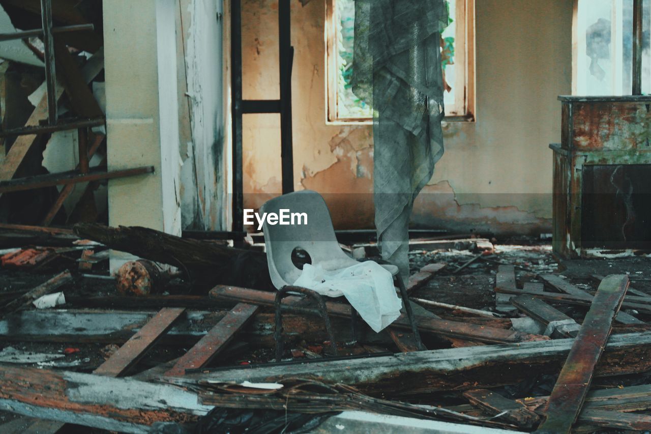 Interior of damaged home