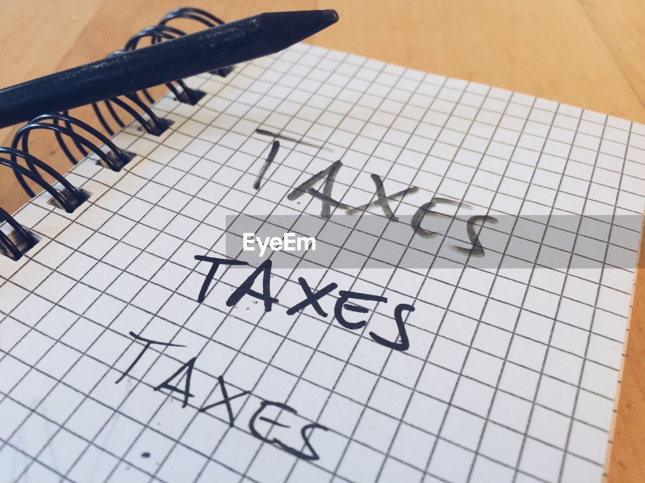 Taxes written on diary