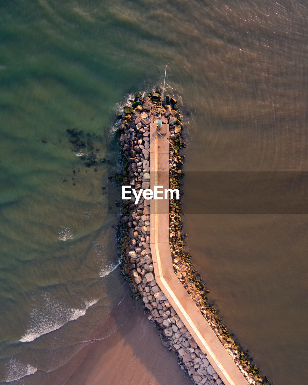 High angle view of a pier at sunset