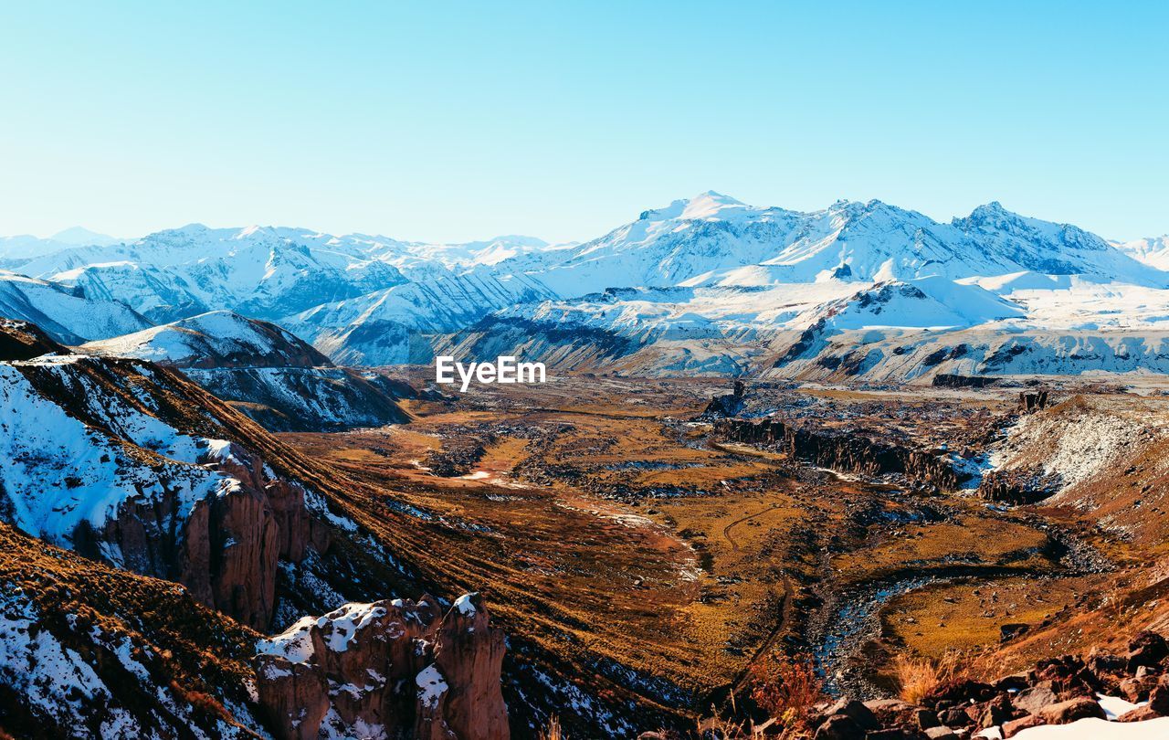 Scenic view of snowcapped mountain against sky