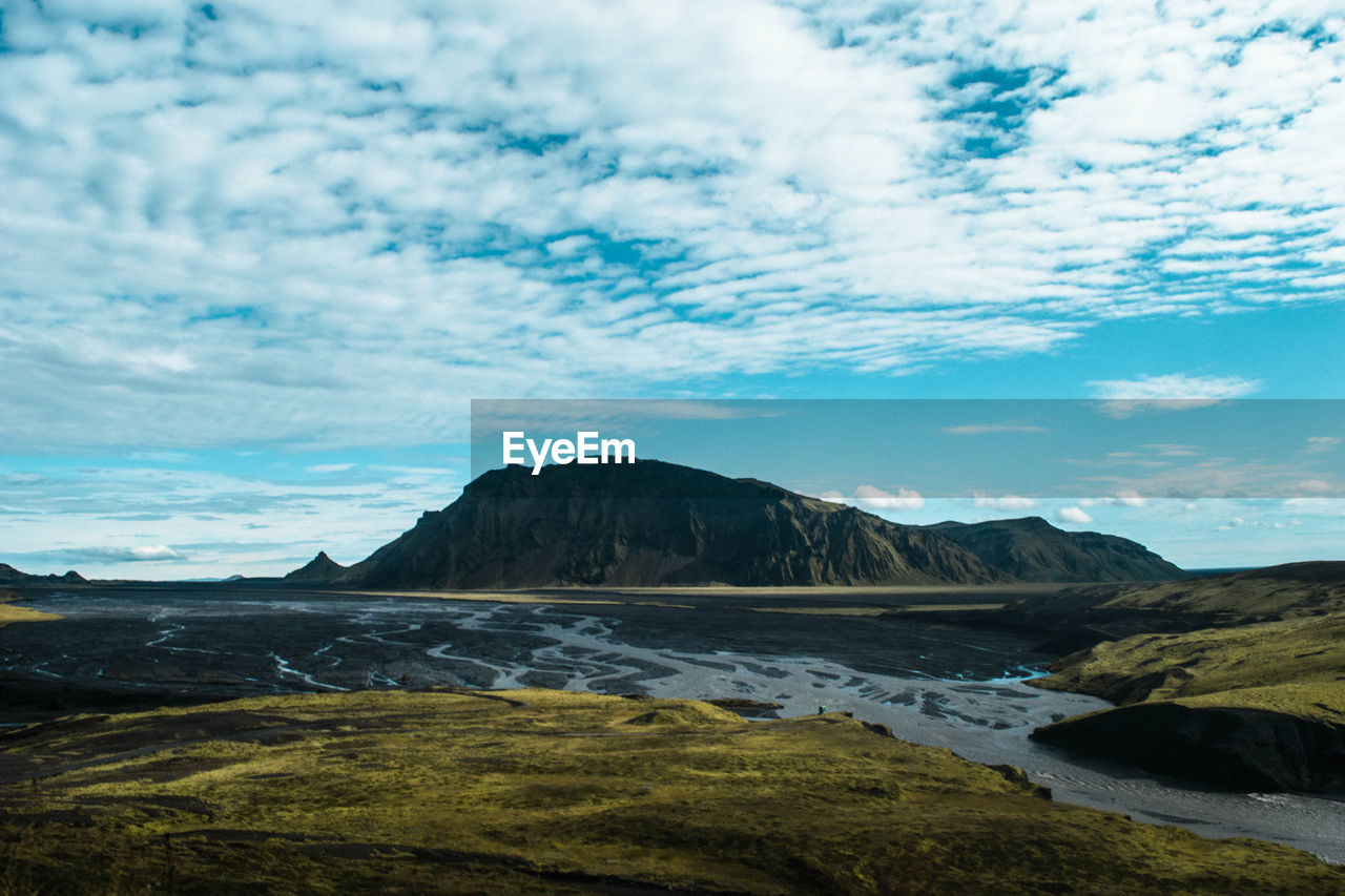 Scenic view of icelandic mountains against sky