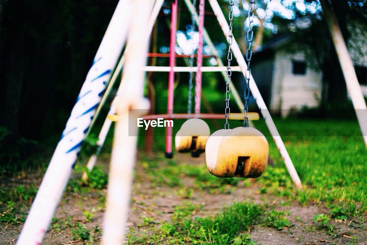 Empty swings in park
