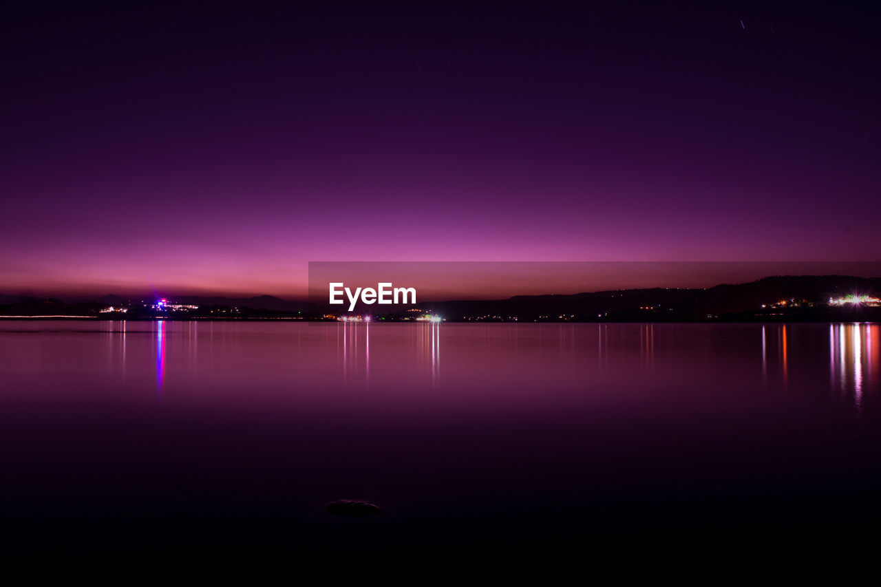 SCENIC VIEW OF LAKE AT NIGHT