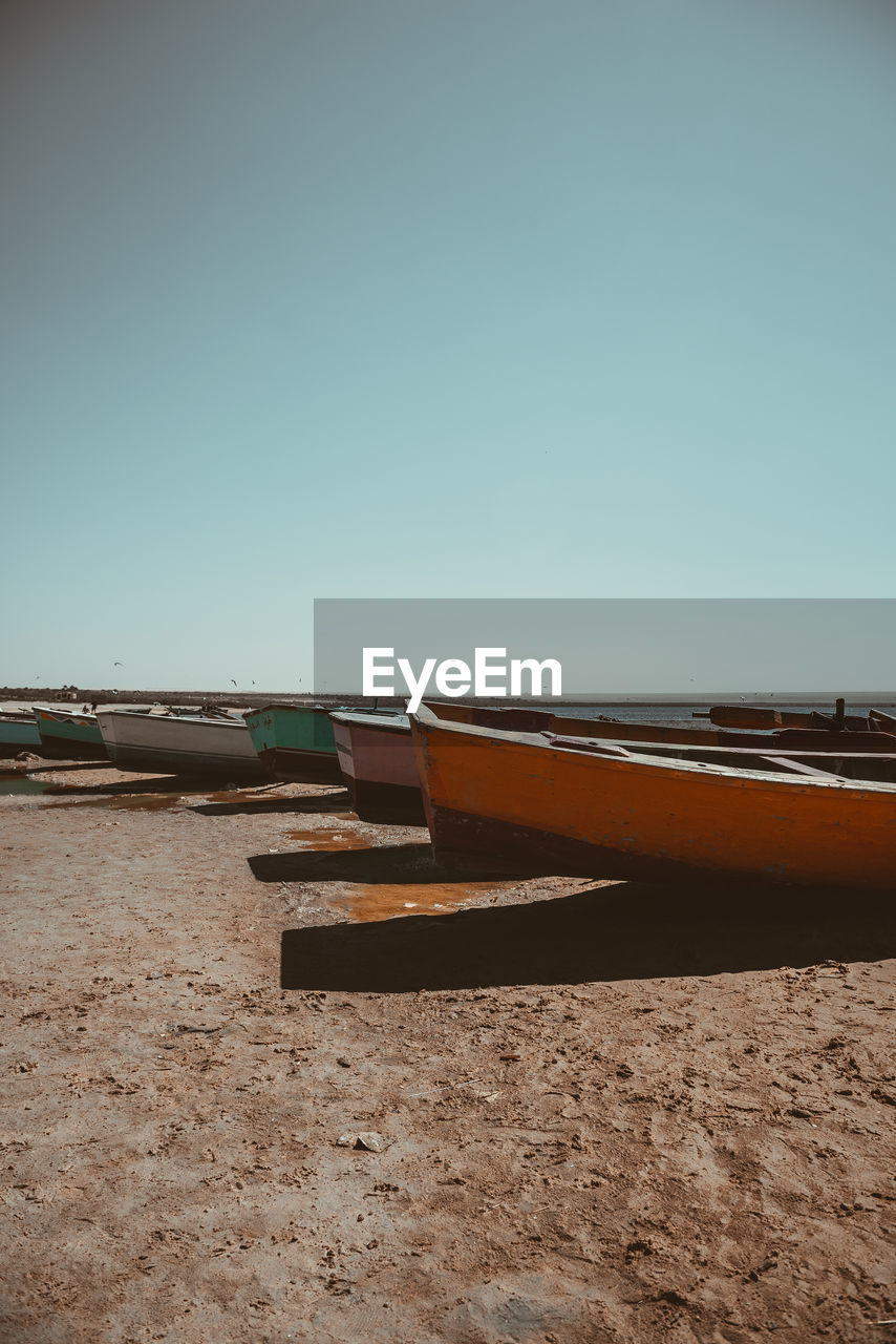 Scenic view of beach against clear sky