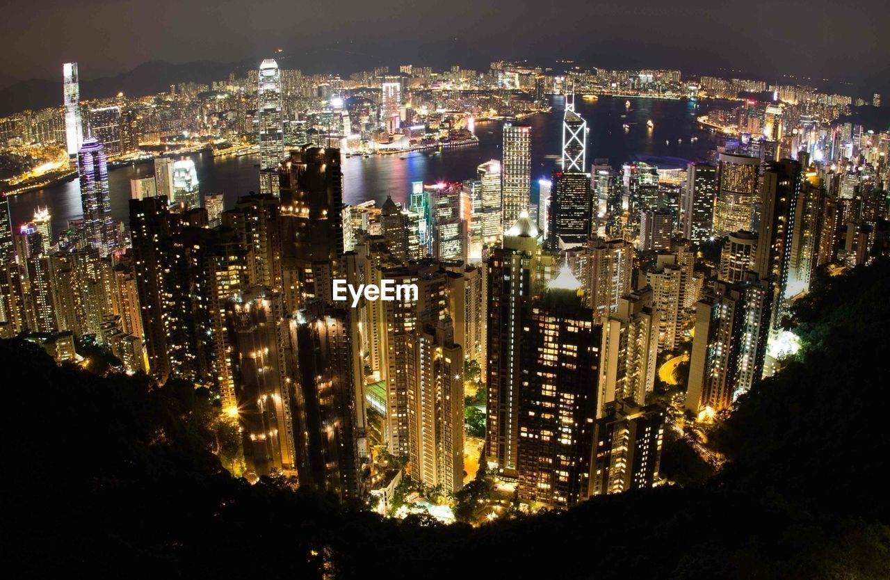Illuminated cityscape at night