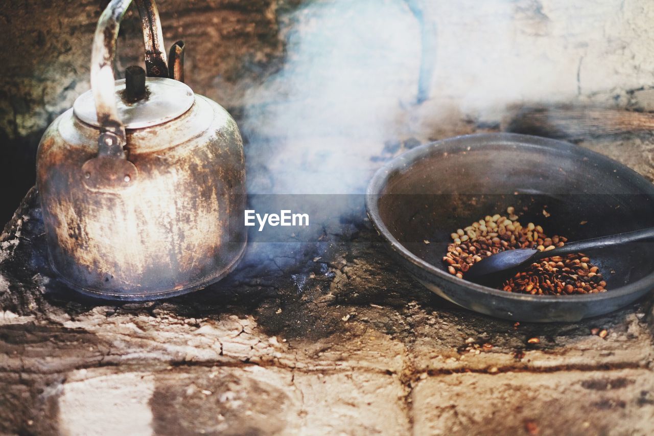 Food being cooked on traditional stove
