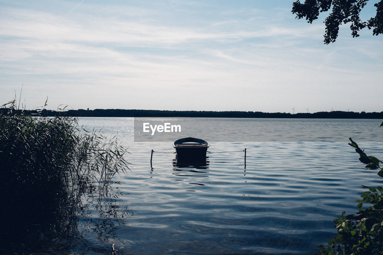 Boat moored in river