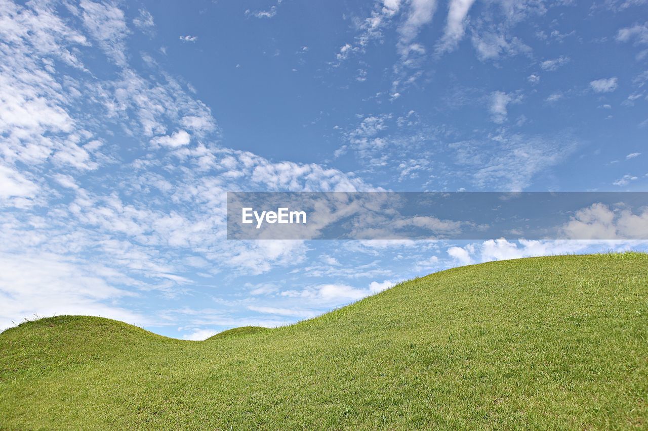 SCENIC VIEW OF GRASSY FIELD AGAINST SKY