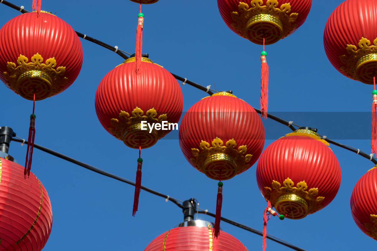  traditional chinese lanterns display during chinese new year festival at thean hou temple