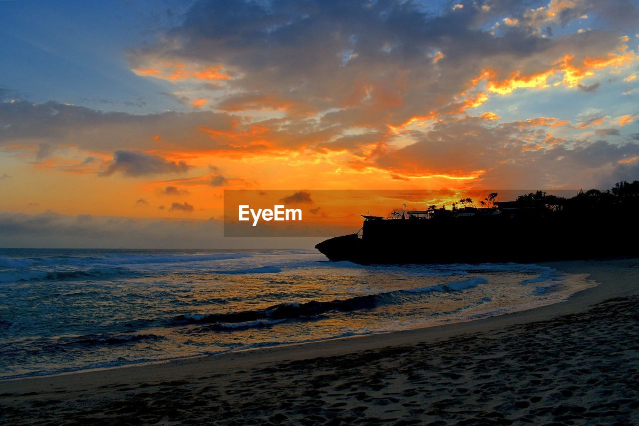 SCENIC VIEW OF BEACH DURING SUNSET