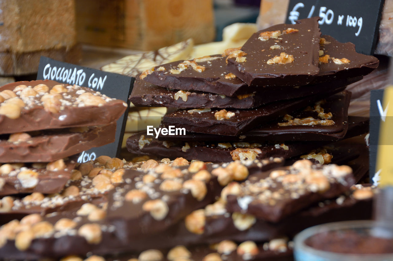 Close-up of chocolate for sale