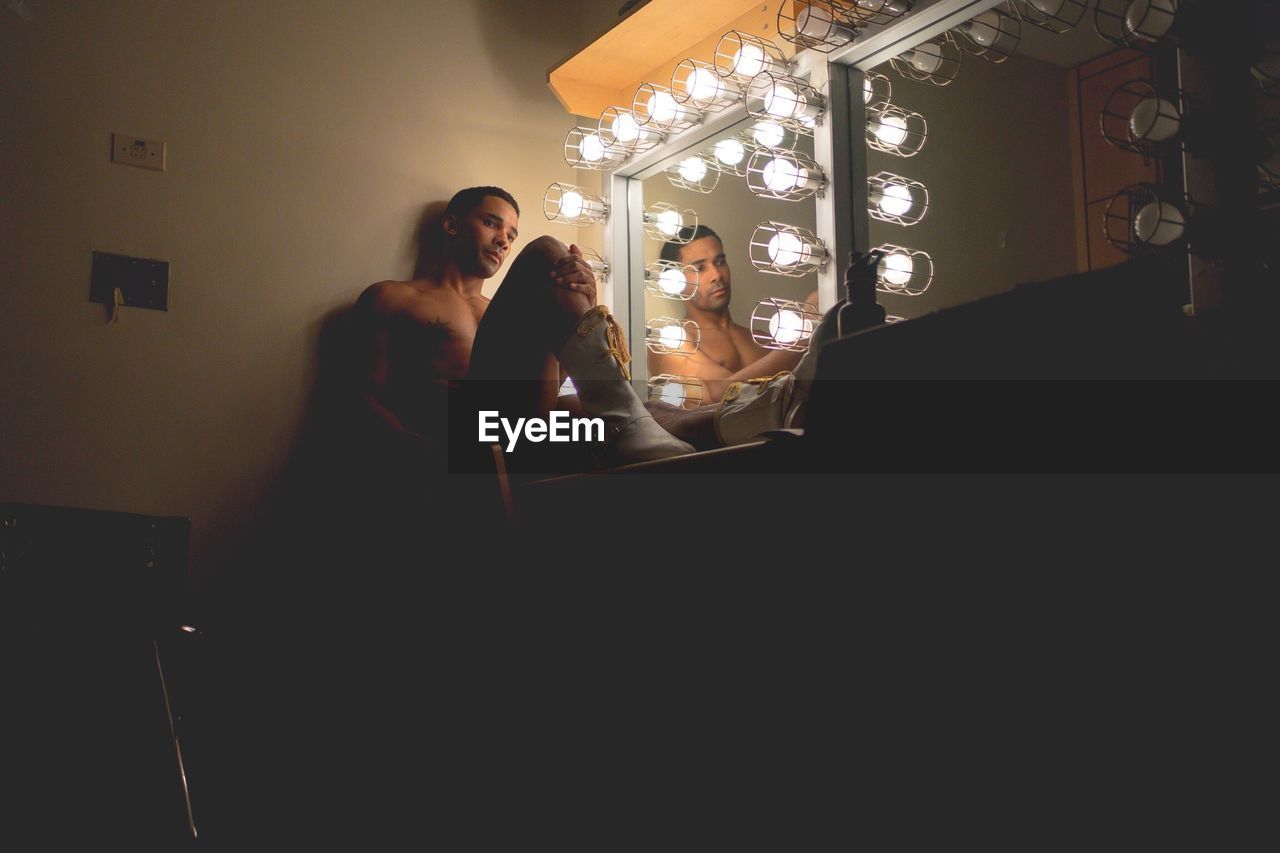 Actor Sitting In Dressing Room On Eyeem