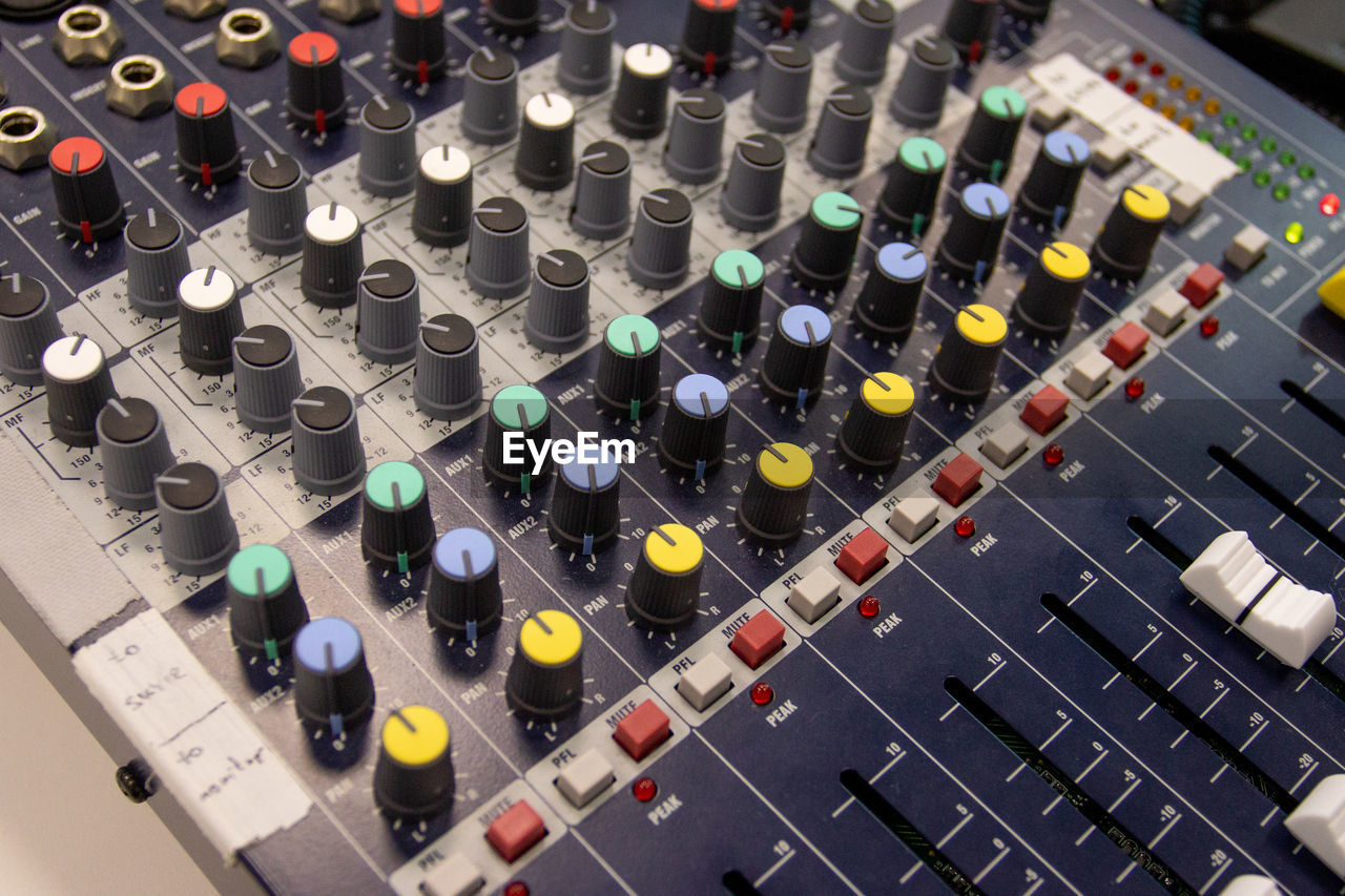 Full frame shot of audio mixer