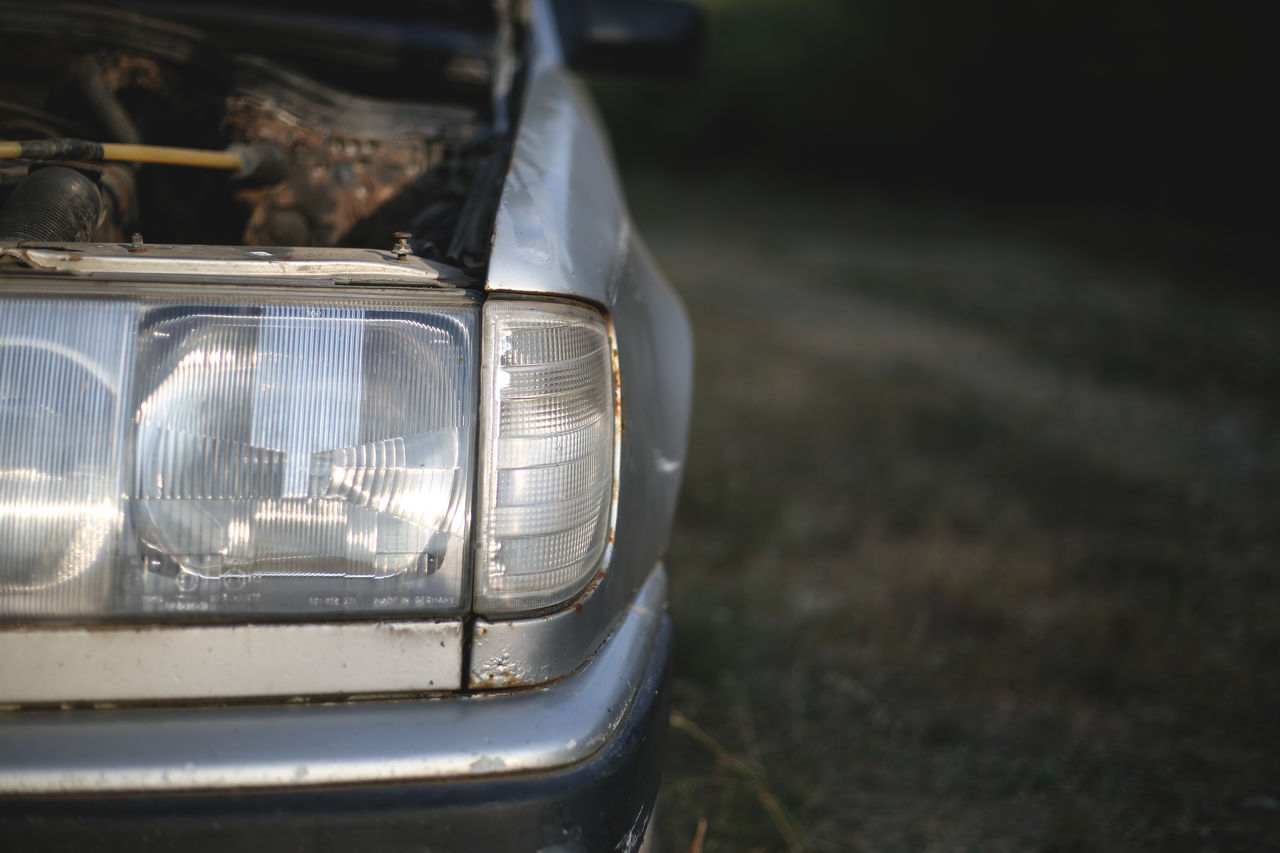 Close-up of abandoned car outdoors