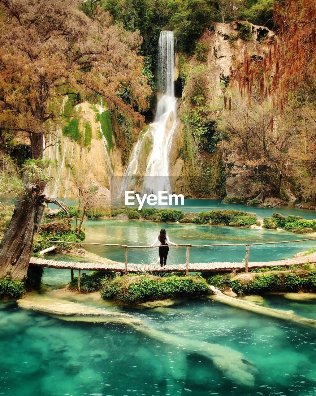 Woman in front of waterfall in mexico