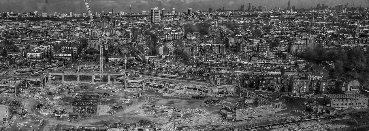 High angle view of earls court in city