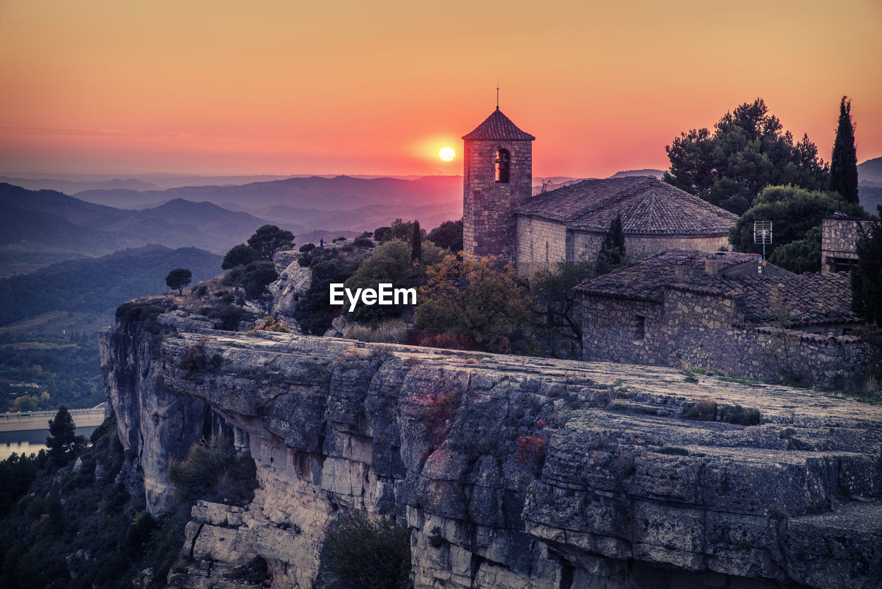 Sunset in a rocky village
