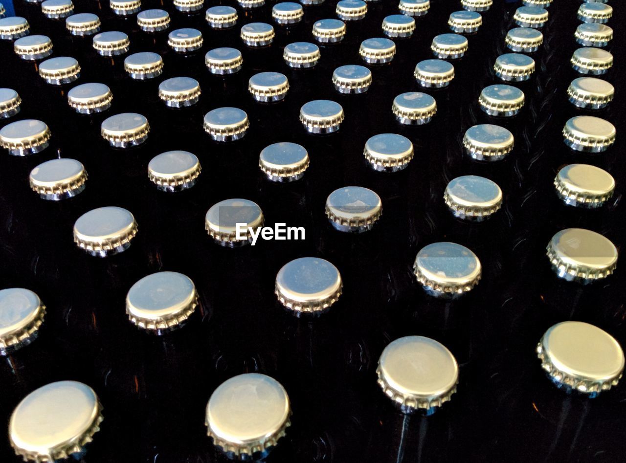 High angle view of bottles
