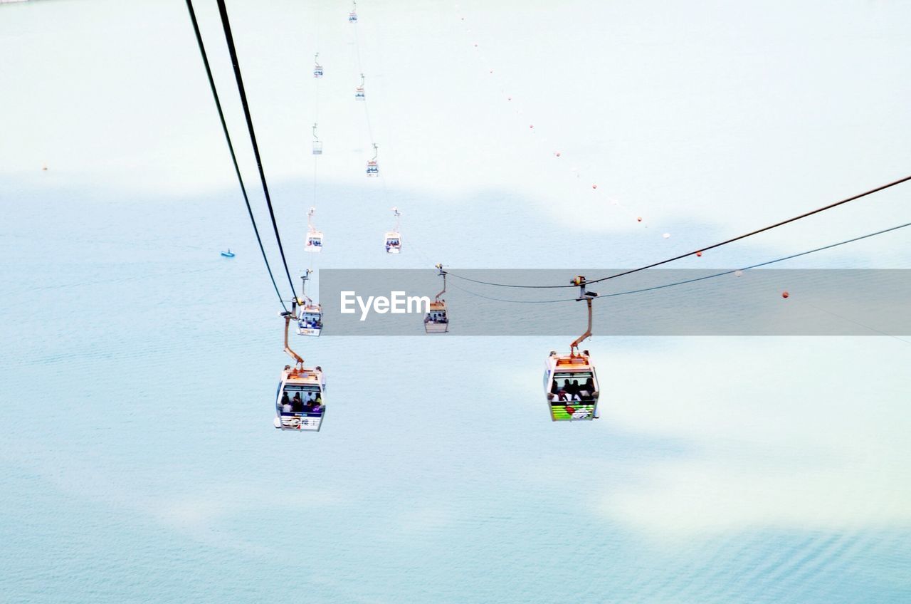 High angle view of overhead cable car over sea