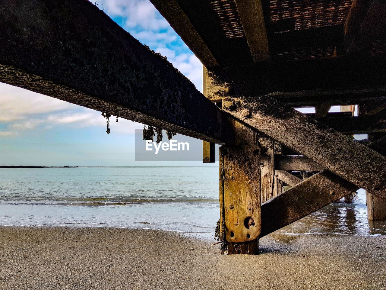 Pier Underneath Water Girder Beach Sea Bridge Man Eyeem