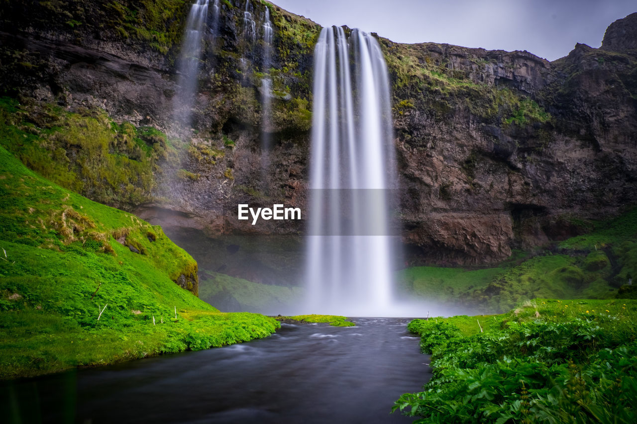 Scenic view of waterfall