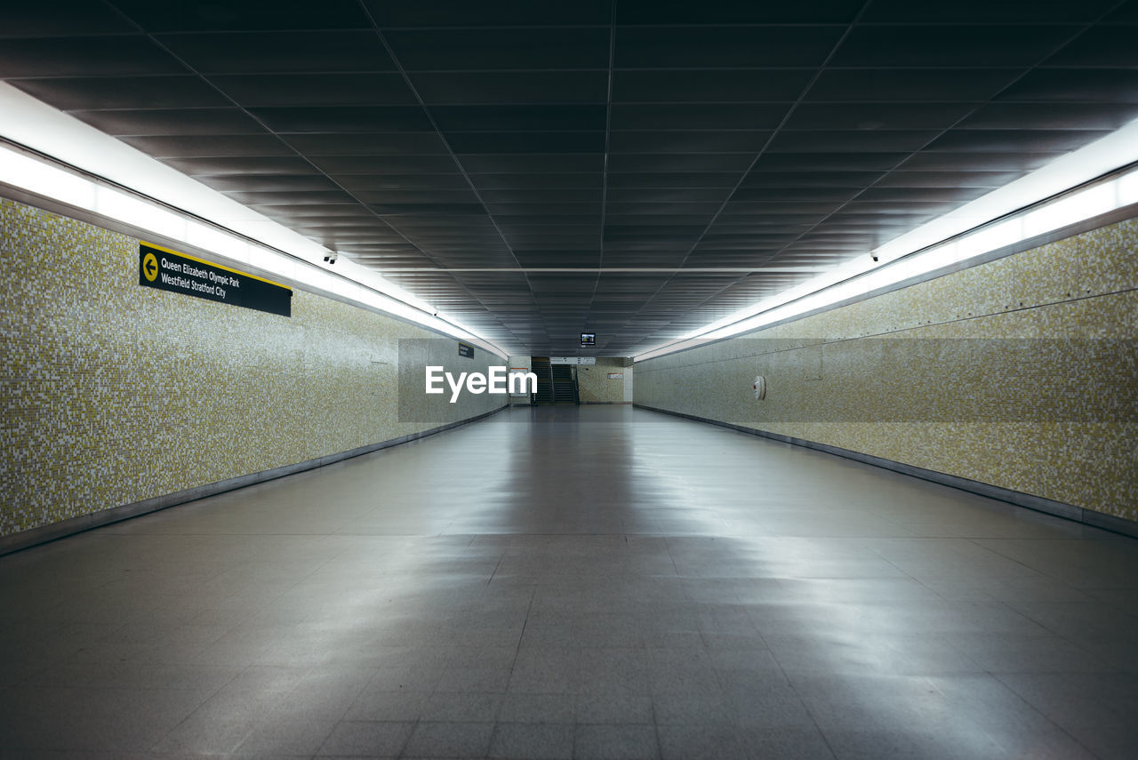 Empty subway along the walls
