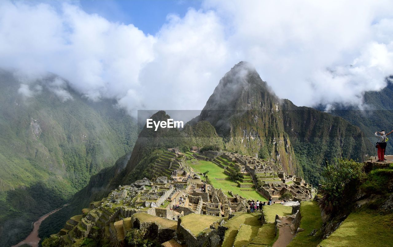 Scenic view of mountains at machu picchu against sky