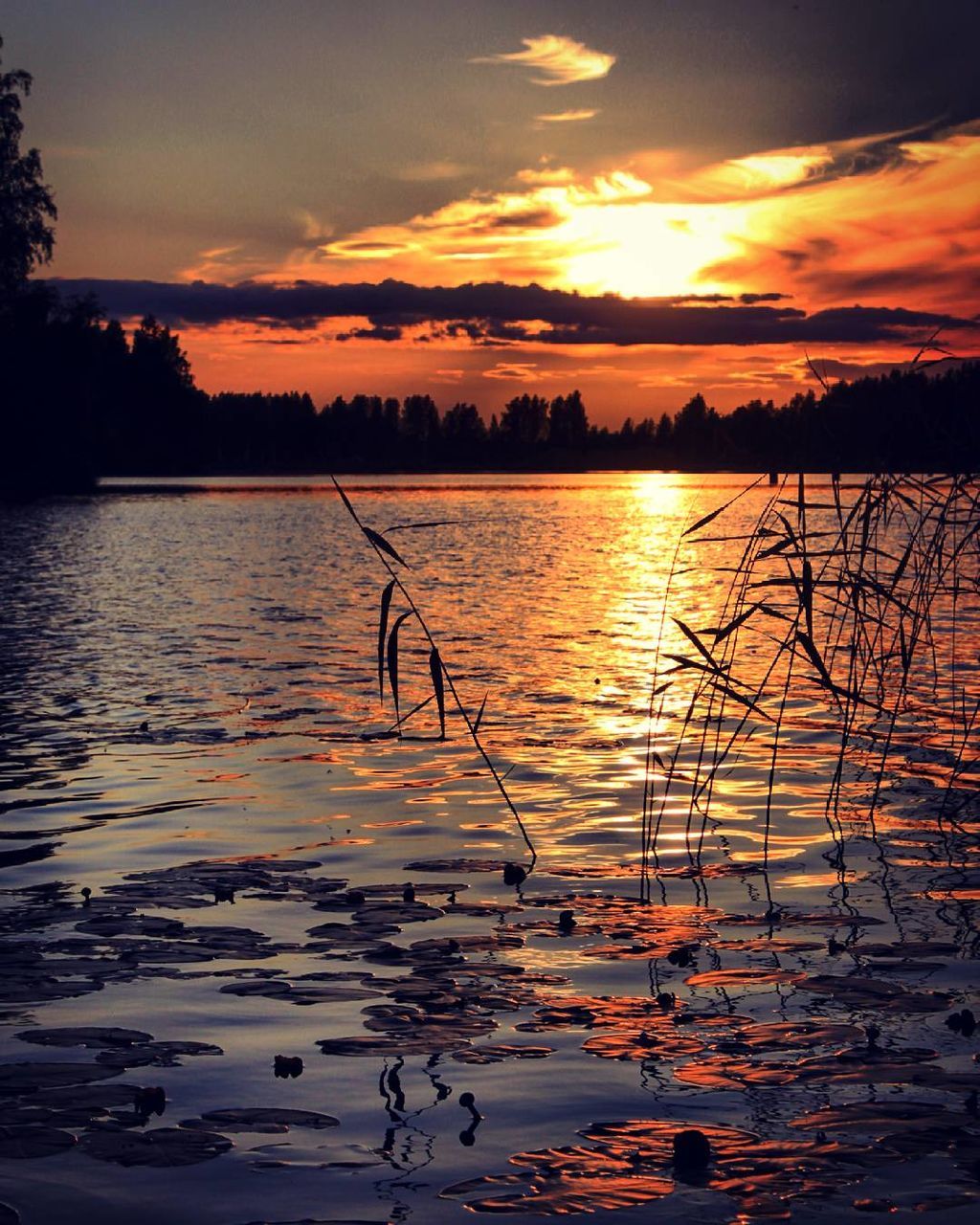 SCENIC VIEW OF SUNSET OVER LAKE