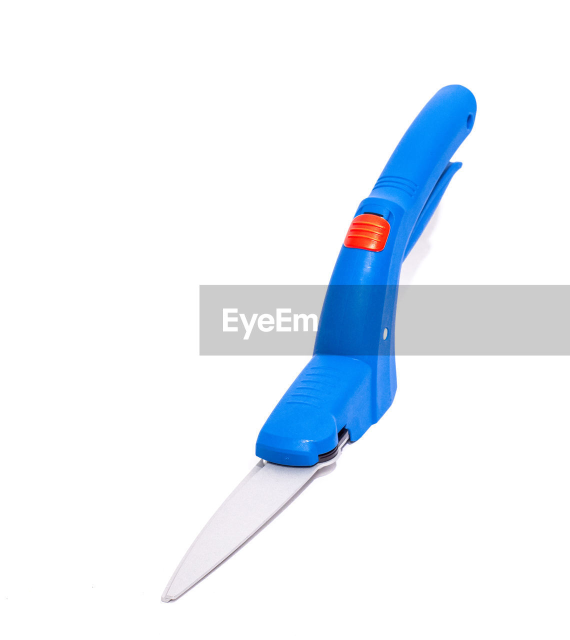 cut out, tool, white background, blue, studio shot, propeller, single object, utility knife, no people, indoors, sharp, knife