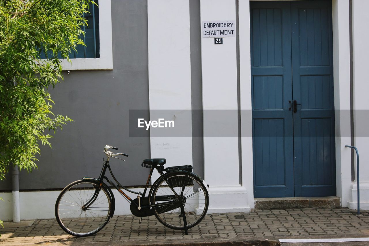 Bicycle parked at front door