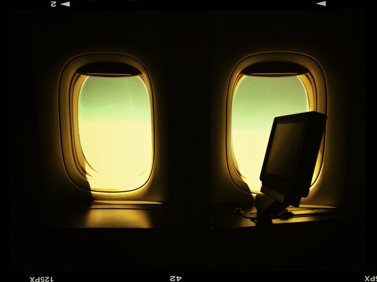 Sky seen through airplane window