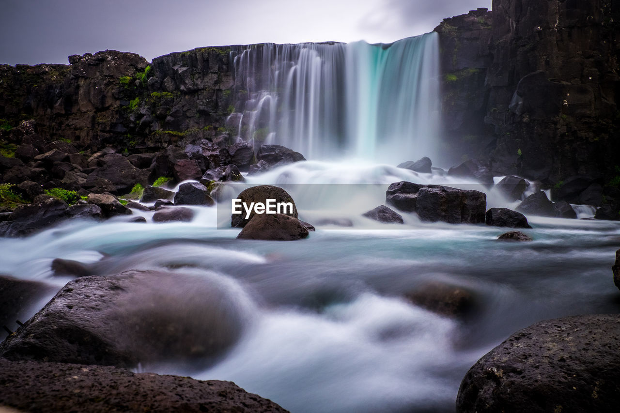 Scenic view of waterfall