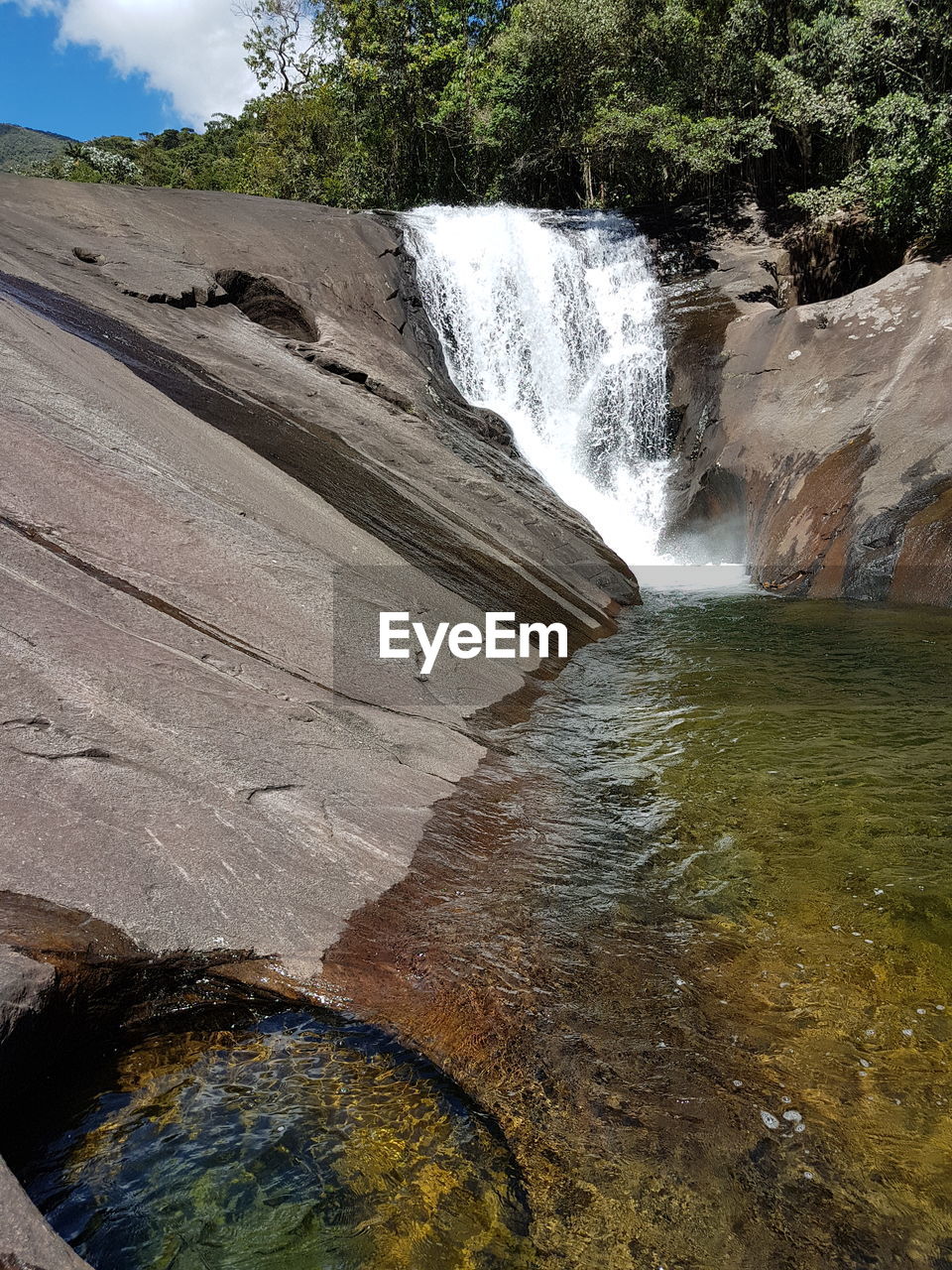 SCENIC VIEW OF WATERFALL AGAINST TREES