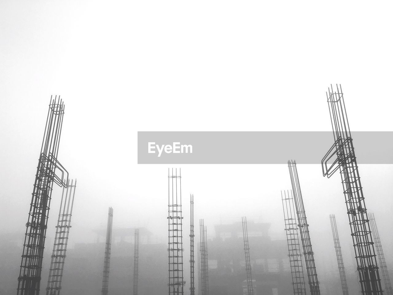 Steel columns in mist