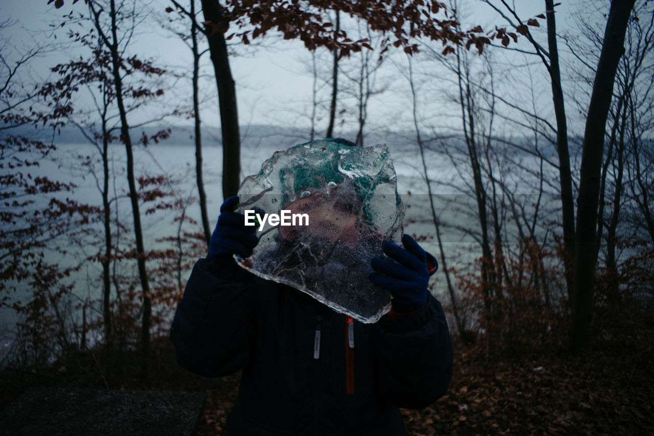 Woman holding ice