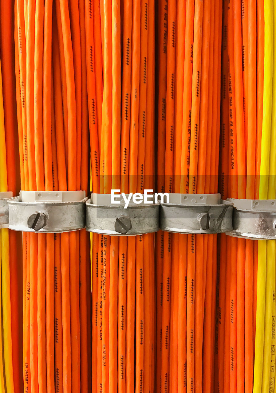 Full frame shot of orange cable