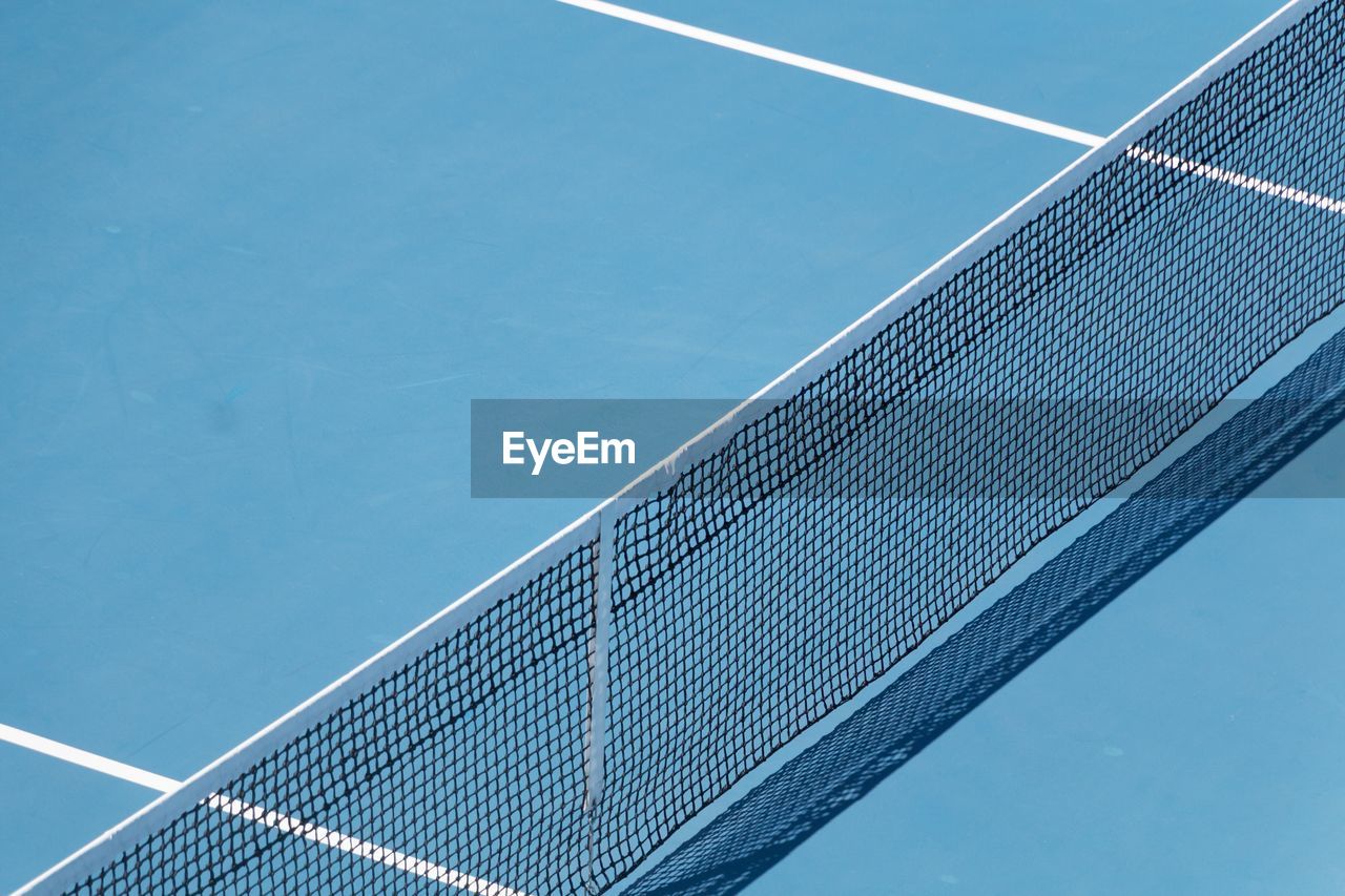 High angle view of tennis net at court