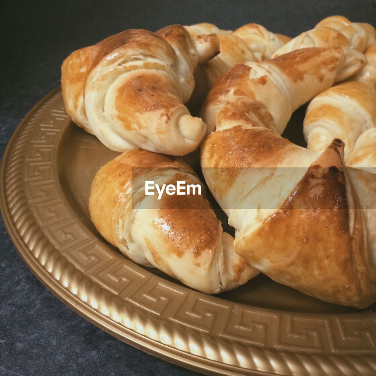 Close-up of croissants in plate