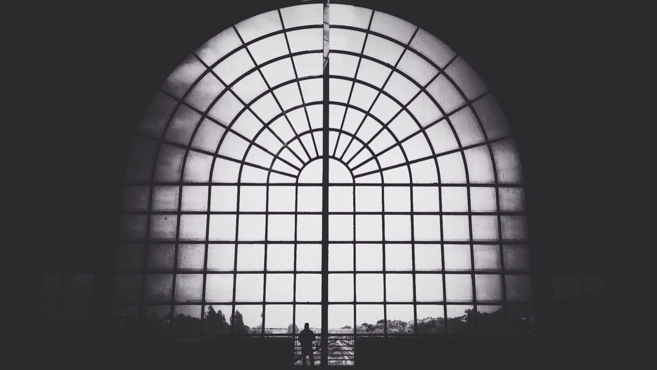 Large french window in the dark