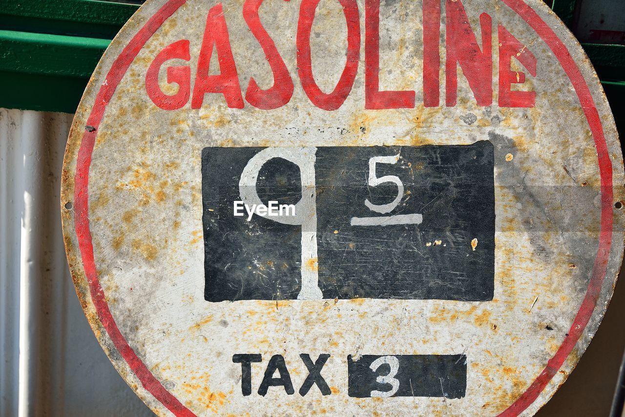 Close-up of information sign