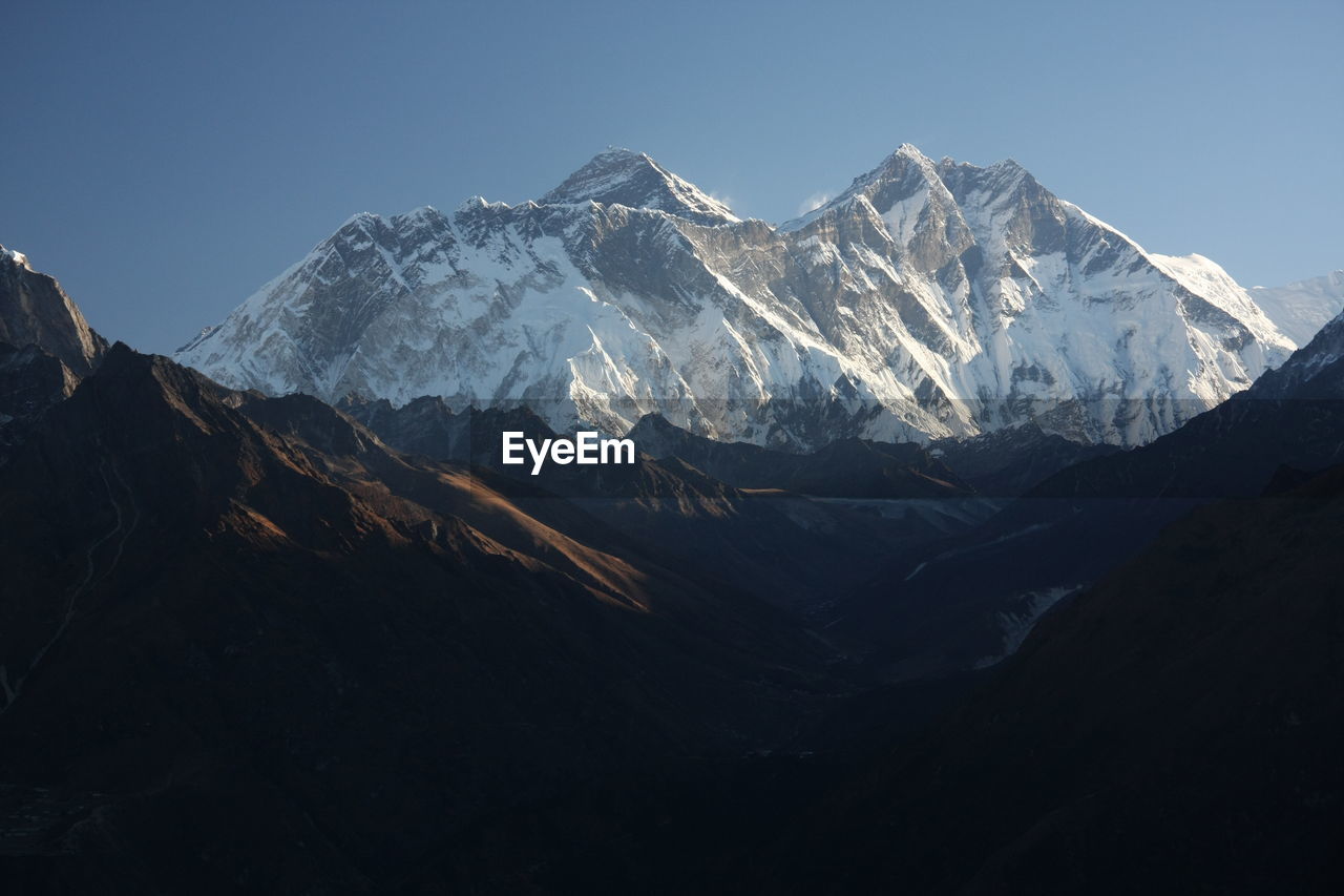 Scenic view of mt. everest against clear sky